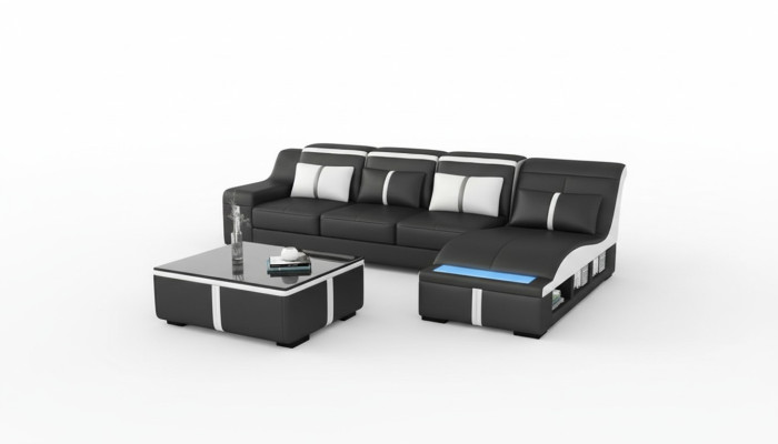 Narożnik Sofa Kanapa Podkładka Narożnik Siedziba L Form Skóra Ustawić Żywy krajobraz