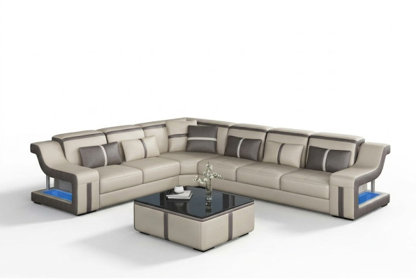 XXL Narożnikowa kanapa Sofa Narożnik Materiał Sofa do salonu Sofa Kanapa Tabela Podkładka Siedziba Skóra