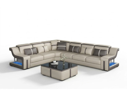 XXL Narożnikowa kanapa Sofa Narożnik Materiał Sofa do salonu Sofa Kanapa Tabela Podkładka Siedziba Skóra