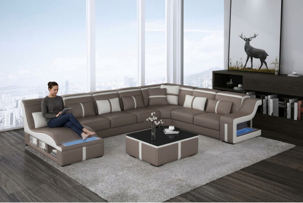Narożnik Sofa Kanapa Podkładka Narożnik Siedziba U Form Skóra Ustawić Żywy krajobraz