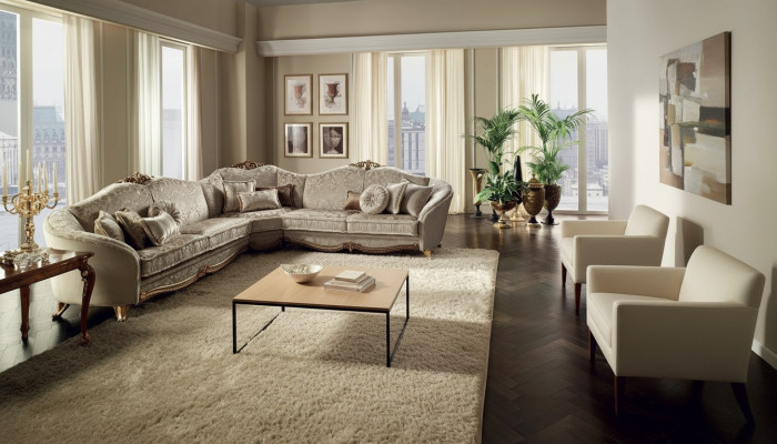 Klasyczna kanapa Narożnikowa kanapa Żywy krajobraz Sofa Podkładka Siedziba arredoclassic