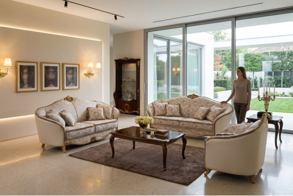 Sofa Kanapa 3 miejsce do siedzenia bez 2+1 Designerskie Meble Klasyczne Barokowe Rokoko
