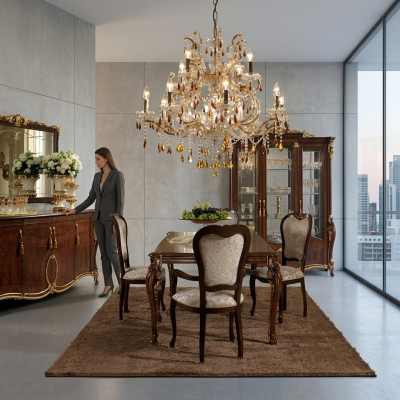 Stół obiadowy Tabela jadalnia stoły Stół drewniany Art Nouveau Antyk Styl Włochy 200cm