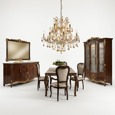 Stół obiadowy Tabela jadalnia stoły Stół drewniany Art Nouveau Antyk Styl Włochy 200cm