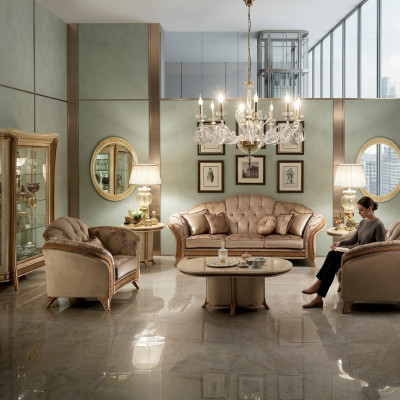 Zestaw sofowy Sofa Kanapa 3+3 Salon Designerskie Meble Klasyczny Barokowy