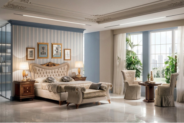Łóżko Designerskie Meble Sypialnia Barokowy rokoko Art Nouveau Classic