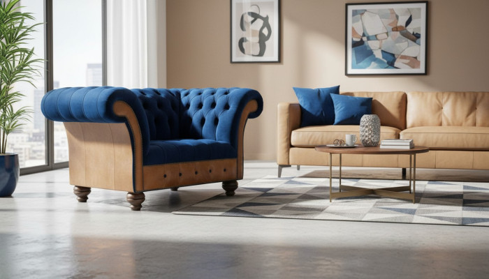 Chesterfield Tekstylne Fotele Obite 1-osobowe Kanapy Design Luksusowe Kanapy Materialowe