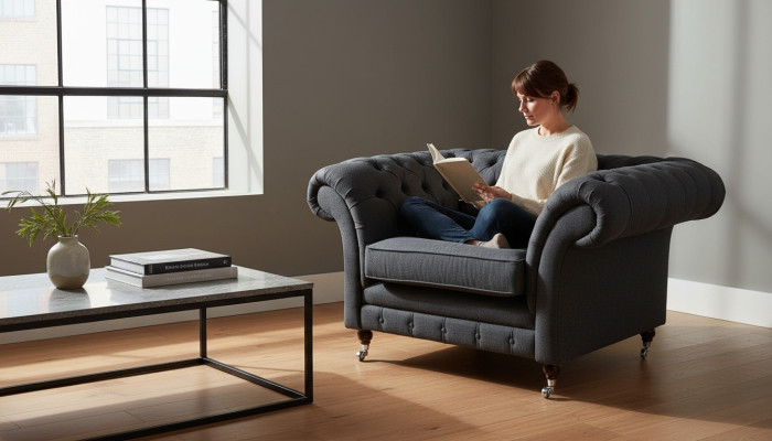 Fotel Chesterfield, kanapa telewizyjna, sofa 1-osobowa, tkanina, tkaniny obiciowe #2.