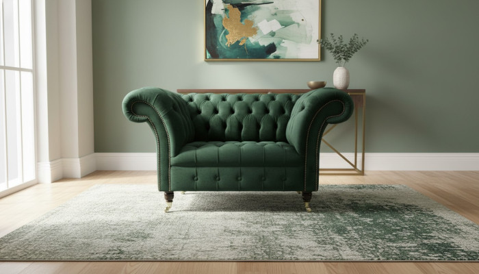 Fotel w stylu Chesterfield z luksusowego materiału tapicerskiego 1-osobowy #103