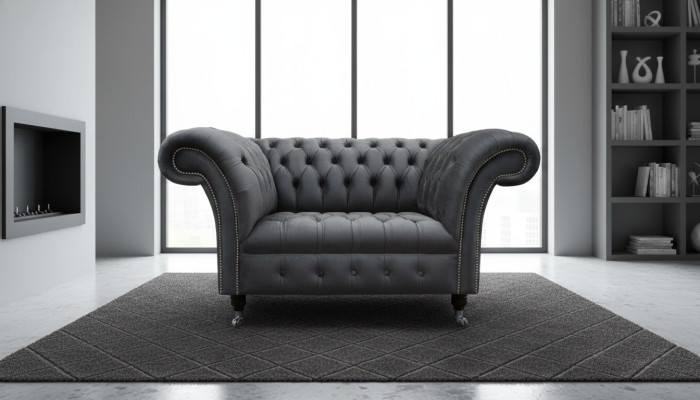 Chesterfield Design Sofa 1-osobowa kanapa Tapicerowana luksusowa Klasyczna Tkaninowa kanapa