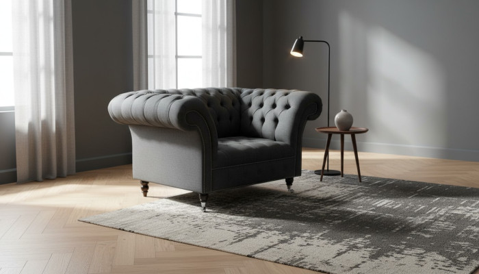 Chesterfield Design Sofa Fotel Kanapa Polstr Luksusowy Tekstylny Kanapy 1-osobowy #111