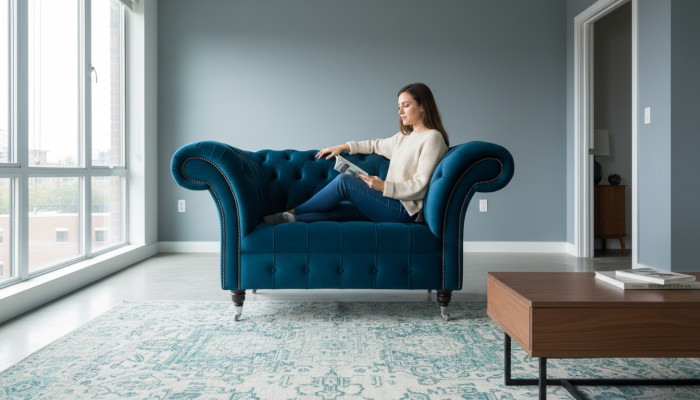 Fotel Chesterfield kanapa telewizyjna 1-osobowa sofa tkanina tkanina tapicerka 131