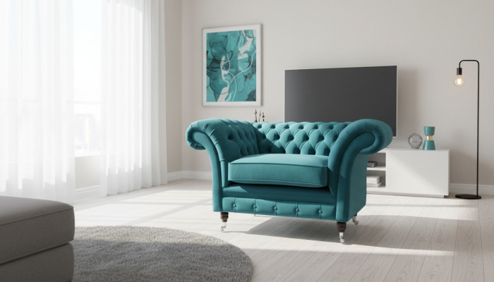 Chesterfield fotel telewizyjny Sofa 1-osobowa sofa tekstylna Tkanina kanapy poduszki 136