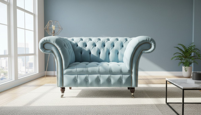 Chesterfield Design Sofa Fotel Kanapa Luksusowe Tkaniny Kanapy 1-osobowe #145