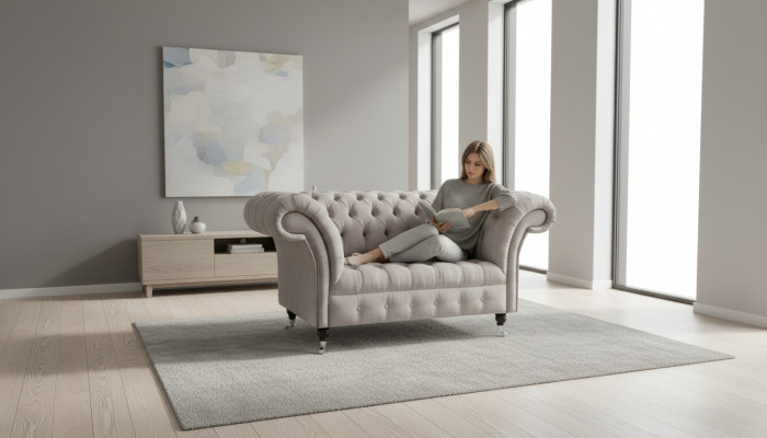 Chesterfield Big Tekstylia Design Kanapa do salonu Sofa Tapicerowane 1-osobowe Skóra #146