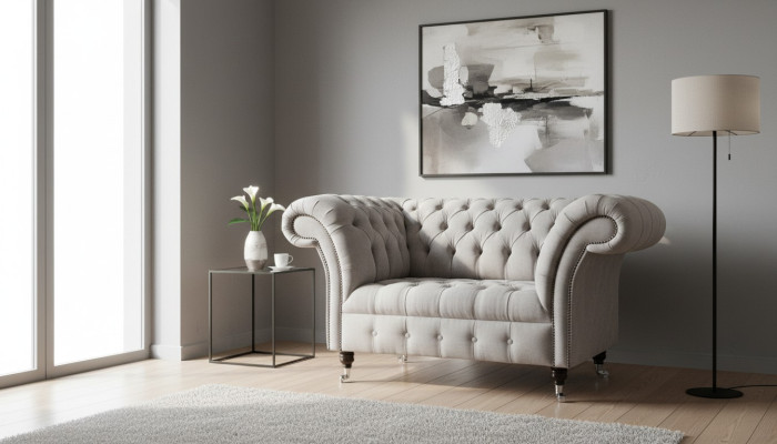 Chesterfield Big Tekstylia Design Kanapa do salonu Sofa Tapicerowane 1-osobowe Skóra #146