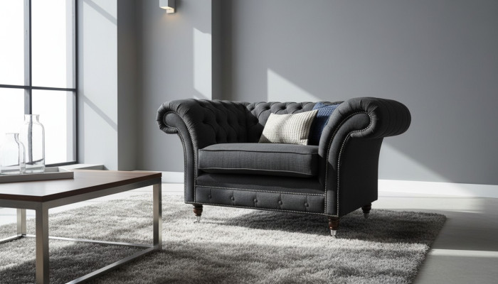 Chesterfield fotel telewizyjny Kanapa 1-osobowa Sofa Tkanina Materiał Kanapy Tapicerowane