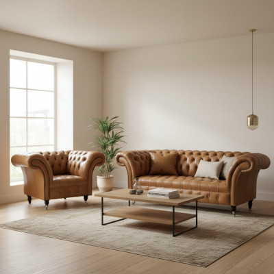 Zestaw sofowy 2+1 Chesterfield Włókienniczy Materiał Sofa Kanapa Podkładka Zestaw Obcios