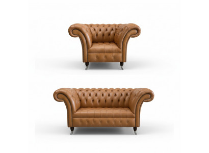 Zestaw sofowy 2+1 Chesterfield Włókienniczy Materiał Sofa Kanapa Podkładka Zestaw Obcios