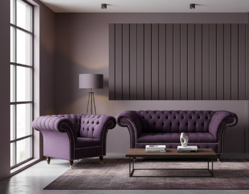 Zestaw sofowy 2+1 Chesterfield Włókienniczy Sofa Kanapy Zestaw Podkładek Obcios
