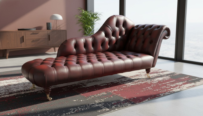 Lounge Club Chesterfield Sofa Lounger 2 miejsce do siedzenia Podkładka Leżaki Leżaki Skóra