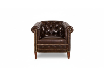 Fotel projektanta 1-osobowy Brązowa skóra Tekstylia Luksusowy klub Sofa Chesterfield