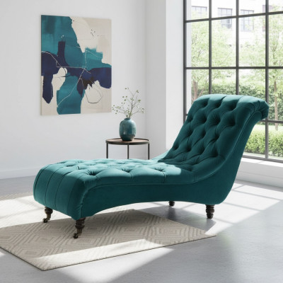 Chesterfield Aksamit Szezlong Designerska Sofa Club Lounger Włókienniczy Materiał Podkładka