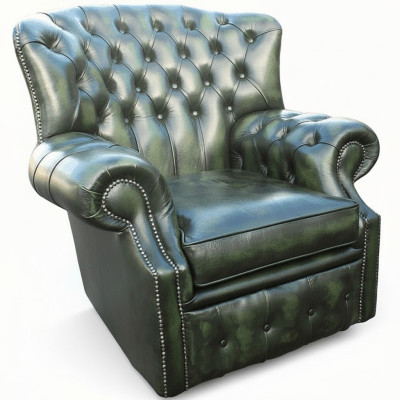 Chesterfield Wełniany fotel ze skrzydłami 1 osobowy Projektant Skóra Tkanina Obicie Nowy
