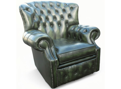 Chesterfield Wełniany fotel ze skrzydłami 1 osobowy Projektant Skóra Tkanina Obicie Nowy