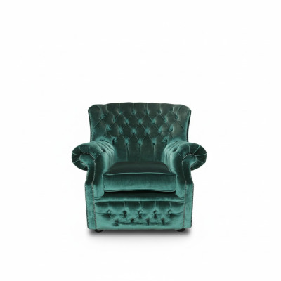 Chesterfield aksamit zielony fotel z podnóżkiem 1-osobowy fotel sofa fotel telewizyjny Nowy