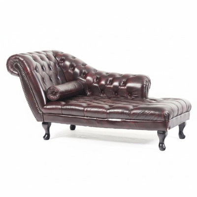 Chesterfield Czerwony Szezlong Designerski Leżak Skórzana Sofa Szezlong Kanapa Nowość