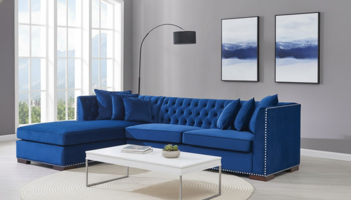 Kanapa Chesterfield Blue Designerska Sofa Narożnik Sofa Ustaw Włókienniczy Materiał Sofy