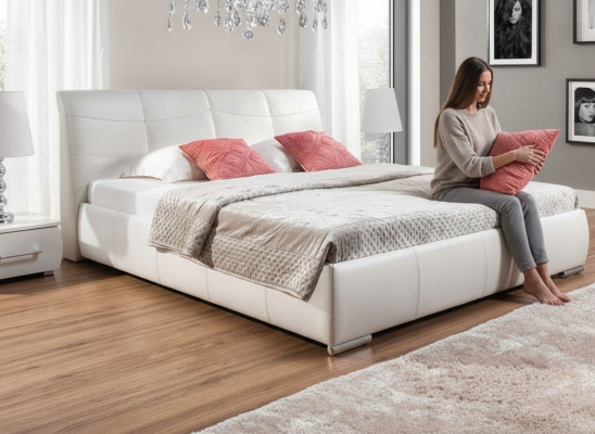 Łóżko tapicerowane łóżka Łóżko Podkładka Skóra Włókienniczy Designer Hotel Double Luxury