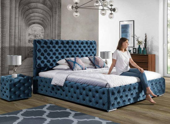 Chesterfield Podkładka Aksamit Velvet Double Łóżko Luxury Design bed Double