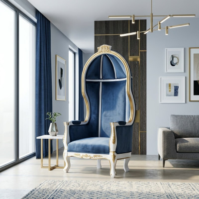 Throne Fotel Royal Podkładka Chesterfield Aksamit 1 miejsce siedzące Antyk Stil Krzesła