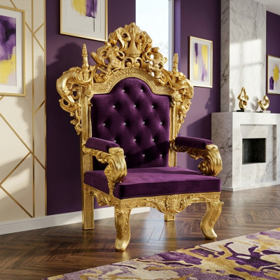 Chesterfield Throne Fotel Royal Podkładka Aksamit 1 miejsce siedzące Antyk Stil Krzesła