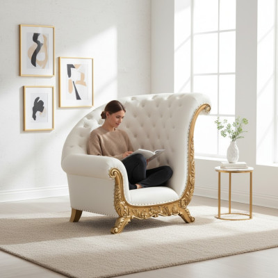 Throne Fotel Royal Podkładka Krzesła Chesterfield Aksamit 1 miejsce siedzące w stylu Antyka
