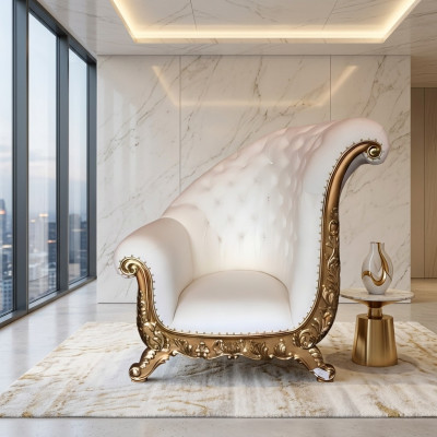 Throne Fotel Royal Podkładka Krzesła Chesterfield Aksamit 1 miejsce siedzące w stylu Antyka