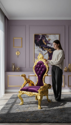 Throne Fotel Krzesła Royal Podkładka Chesterfield Aksamit 1 miejsce siedzące w stylu Antyka