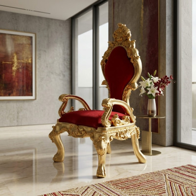 Throne Krzesła Fotel Royal Podkładka Aksamit Chesterfield 1 miejsce siedzące w stylu Antyka