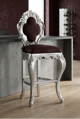 Stołek Barowy Royal Podkładka Chesterfield Aksamit 1 miejsce siedzące Antyk Style Krzesło