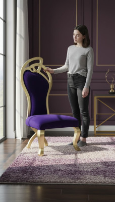 Tron Krzesła Fotel Royal Aksamit Podkładka Chesterfield 1 miejsce siedzące w stylu Antyka