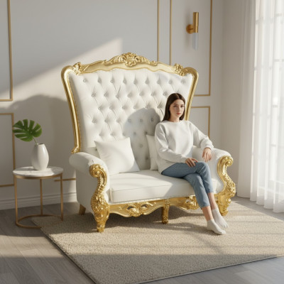 Sofa Throne Sofa Royal Podkładka Chesterfield Aksamit Antyk Style Dwuosobowa