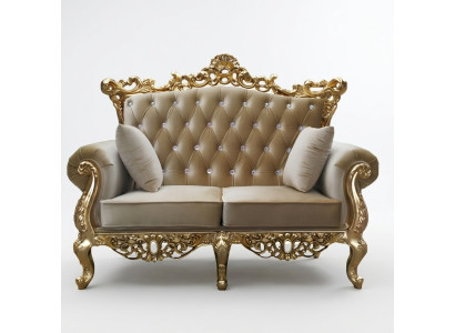 Dwuosobowa sofa tronowa Chesterfield Royal Podkładka Aksamit 2 miejsce siedzące w stylu Antyka