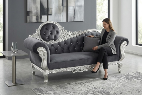 Throne Fotel Royal Podkładka Chesterfield Aksamit 2 miejsce siedzące Antyk Stil Krzesła