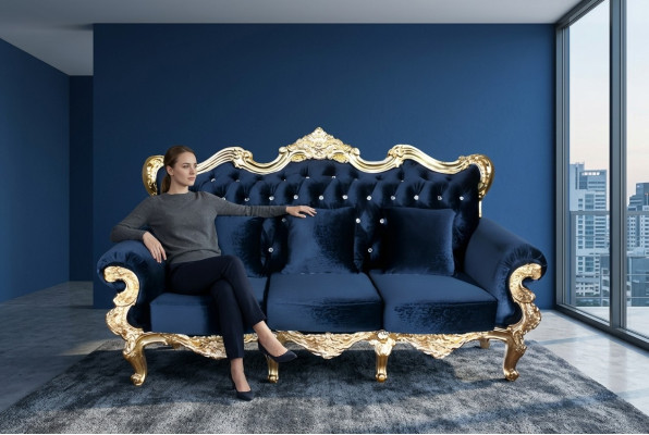 Sofa Throne Royal Podkładka Chesterfield Aksamit 3 miejsce siedzące Antyk Style Sofas Nowość