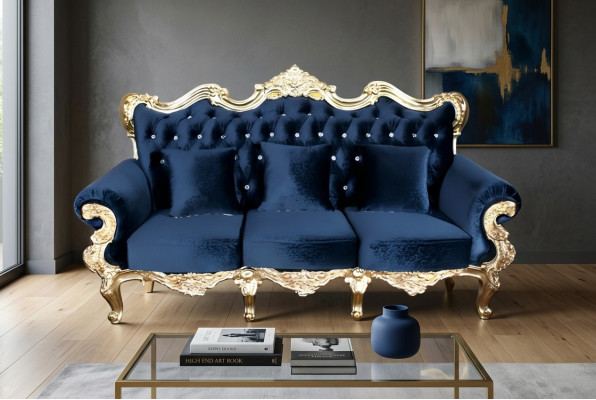 Sofa Throne Royal Podkładka Chesterfield Aksamit 3 miejsce siedzące Antyk Style Sofas Nowość