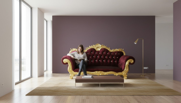 Sofa Throne Royal Chesterfield Podkładka Aksamit 3 miejsce siedzące Antyk Style Sofy Nowość