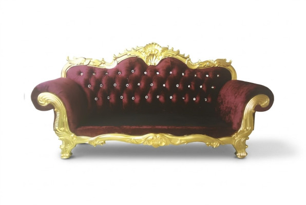 Sofa Throne Royal Chesterfield Podkładka Aksamit 3 miejsce siedzące Antyk Style Sofy Nowość