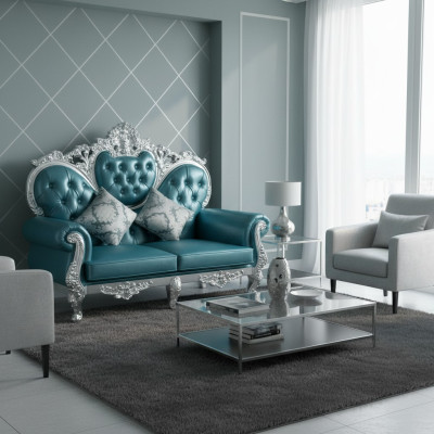 Sofa Throne Royal Podkładka Chesterfield Aksamit Sofy Dwumiejscowe Antyk Styl Nowe